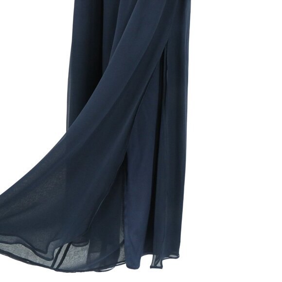 NWT St. John Evening Chiffon Silk Layered Wide Leg Navy Dress Pants 10 - Picture 3 of 9